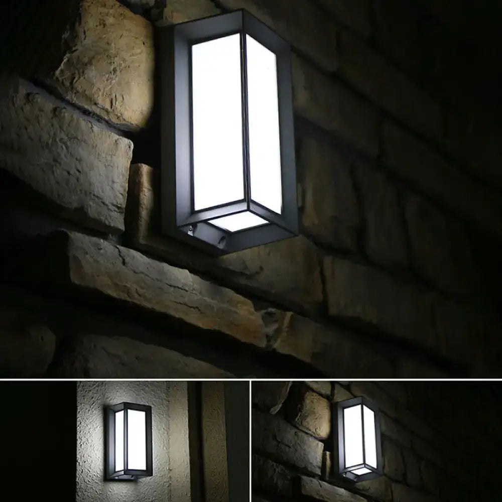 Modern black led wall sconce with rectangular frame and bright panel featuring a maximum bulb wattage of 10w
