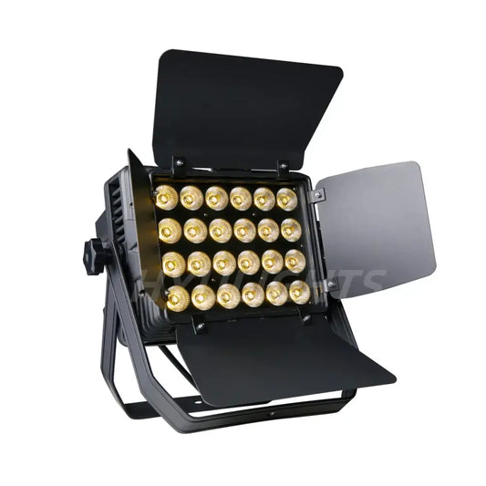Modern black led wall wash flood light with 24 golden bulbs and adjustable barn doors for precise decorbites led wall lighting