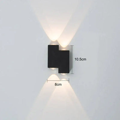 Modern black matte wall lamp with two angled light beams decorbites ip65 led wall sconce for outdoor use