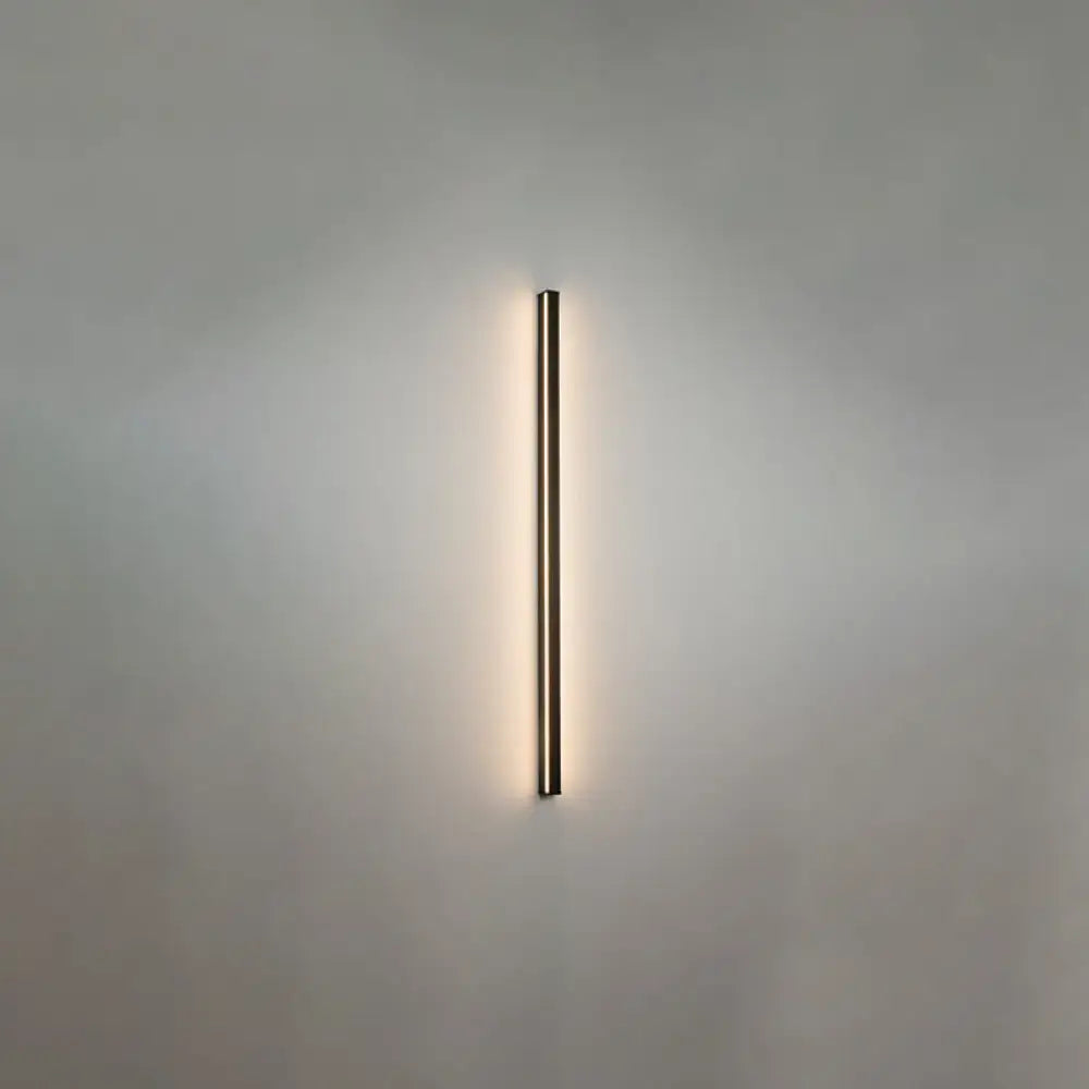 Modern black linear flush mount wall sconce with sleek minimalist design matte black finish and warm ambient lighting