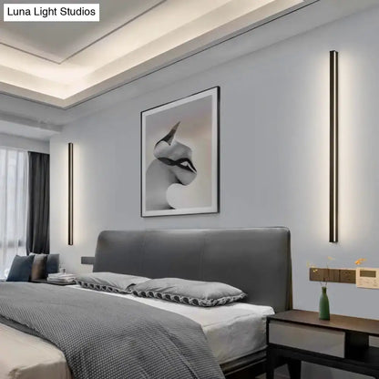 Modern black linear flush mount wall sconce with sleek minimalist design for hallway lighting