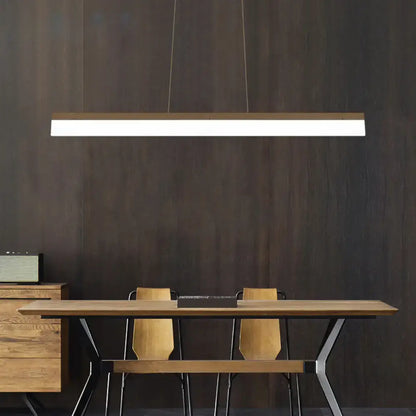 DecorBites modern LED coffee suspension lamp with warm wood frame and bright white LED strip light fixture for restaurants