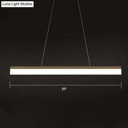 DecorBites™ modern led coffee suspension lamp with wooden frame and white led strip light fixture with remote control