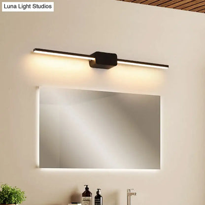 Modern black rectangular led bathroom vanity mirror light with sleek minimalist design and warm illumination