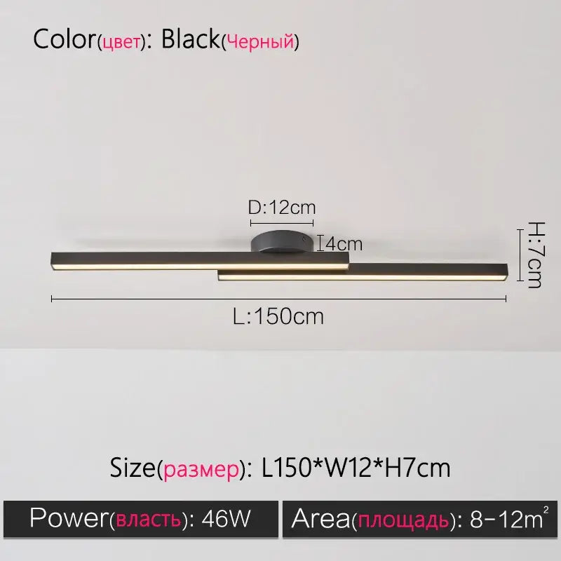Modern black linear nordic ceiling lamp with sleek minimalist design and metallic finish for living room ceiling lamp