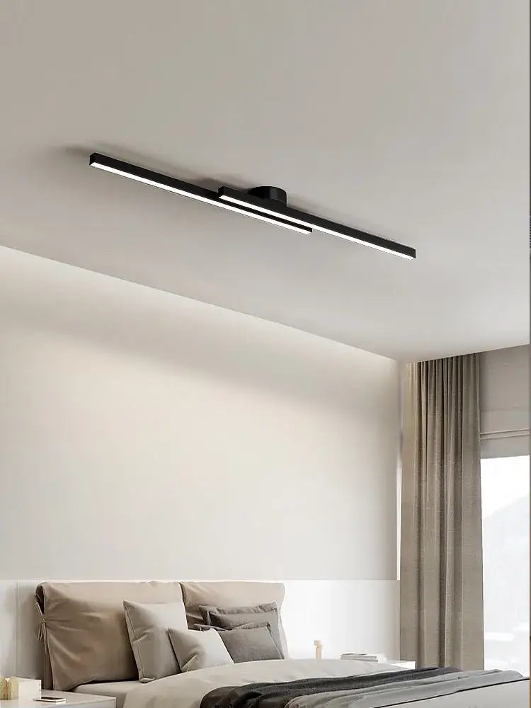 Modern black linear nordic ceiling lamp with sleek minimalist design ideal for living room ceiling lamp lighting