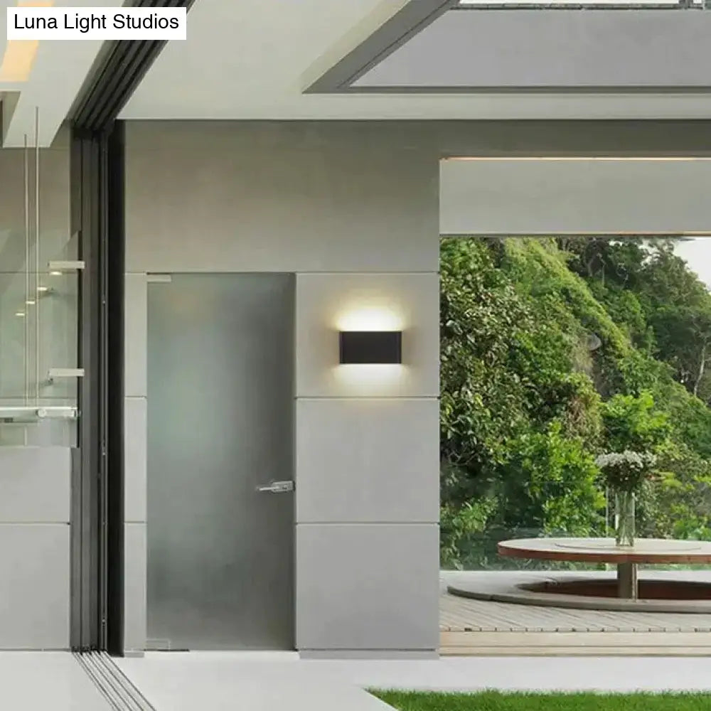 Modern black luna outdoor wall light with sleek minimalist design and warm led for patio and outdoor wall use