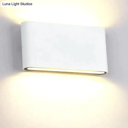 White rectangular modern luna outdoor wall light with warm led lighting for sleek outdoor wall illumination