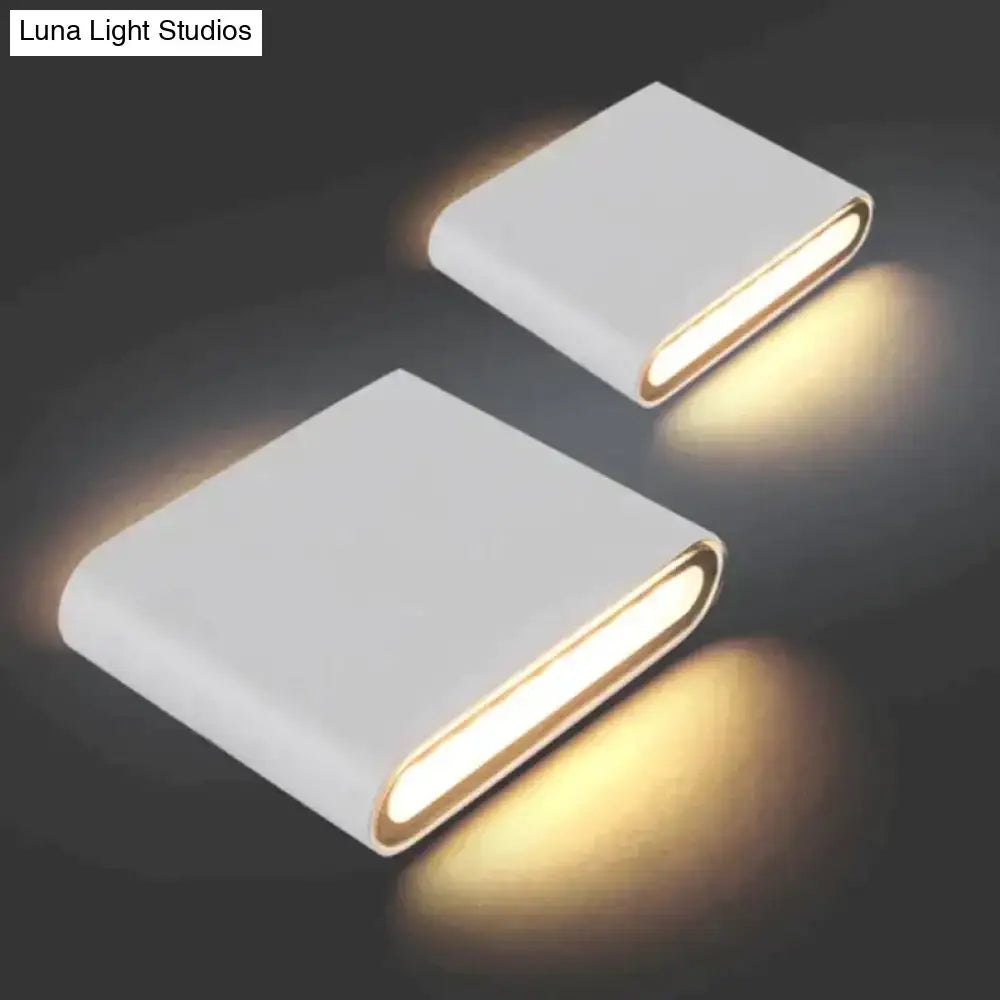 Modern black luna outdoor wall light with sleek white rectangular sconces and warm led lighting for patio use