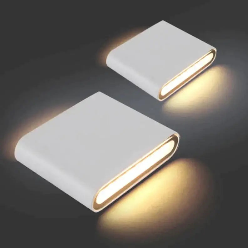 Modern white rectangular wall sconces with warm led lighting designed for luna outdoor wall and outdoor wall light use