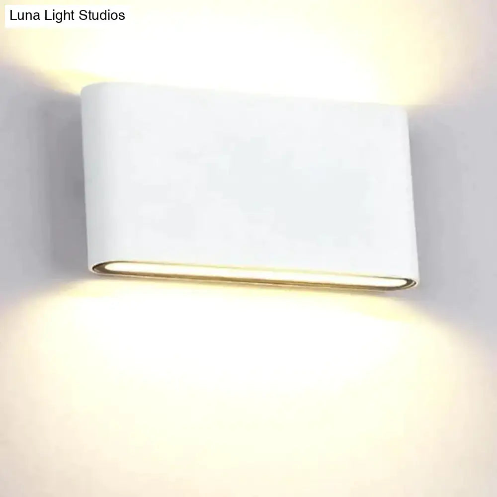 White rectangular wall sconce with warm led lighting for modern black luna outdoor wall light patio use