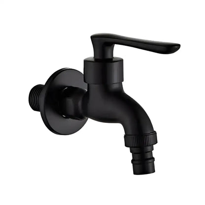 Modern black matte bathroom corner faucet with textured grip handle and hose connector for decorbites copper bathroom