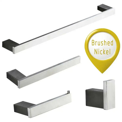 Set of modern black matte bathroom hardware set with brushed nickel sleek rectangular bars and square-ended fixtures decorbites black matte