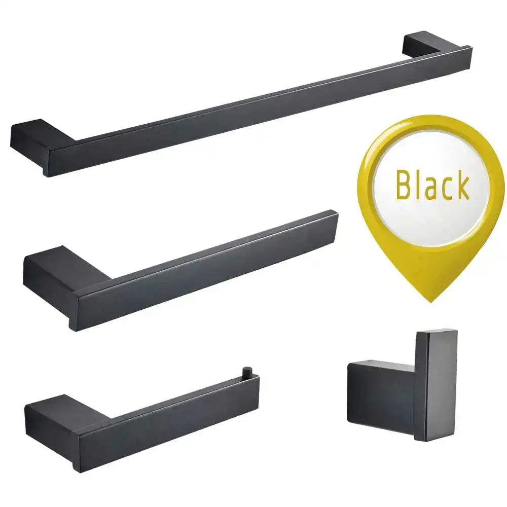 Modern black matte bathroom hardware set featuring towel bar toilet paper holder and hook for decorbites black matte decor