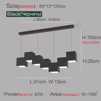 Modern black matte pendant lights with adjustable height and cube luminaires for decorbites geometric dining room decor