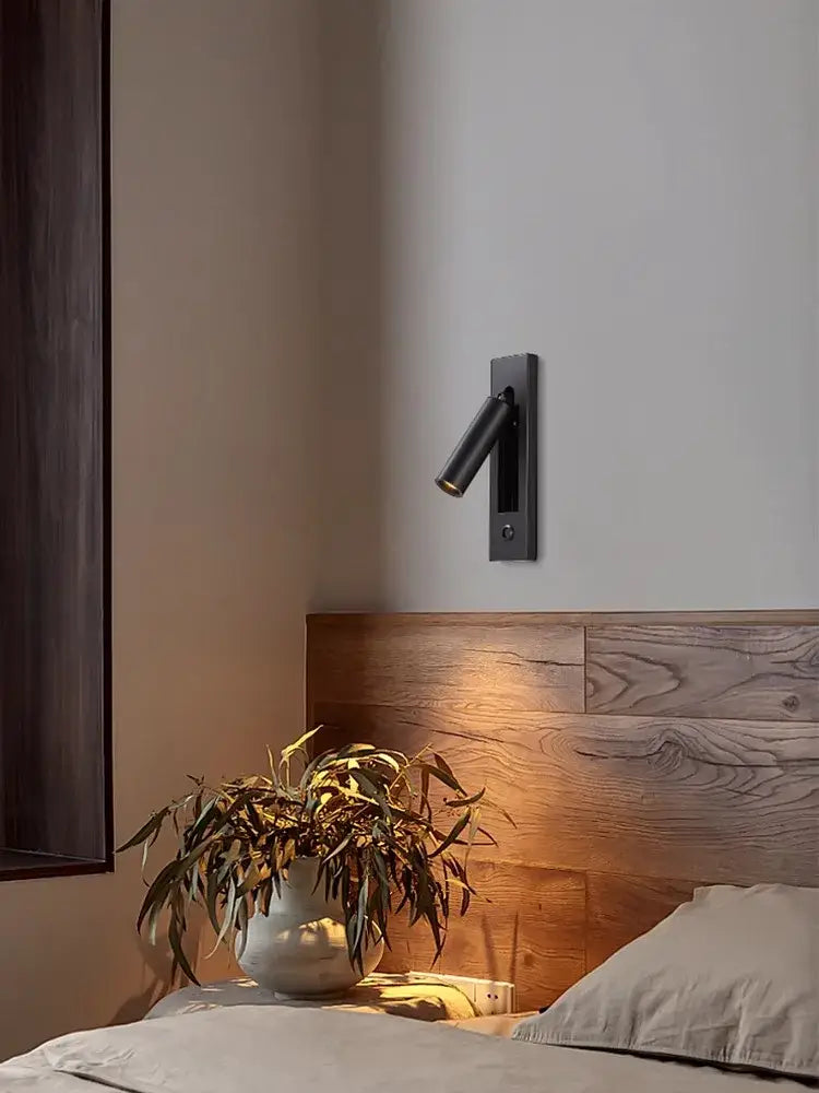 Modern black metal led wall lamp with usb port and sleek design for bedroom reading light wall lamp