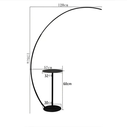 Modern black minimalist arc floor lamp with sleek curved design and dimmable led for living room use