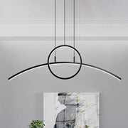 DecorBites modern black aluminum arch chandelier with sleek curved arc and ring design for 220v-240v bulb base use