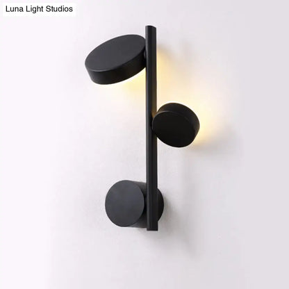 Modern black minimalist circle wall mount led sconce with three circular lights for living room wall lighting