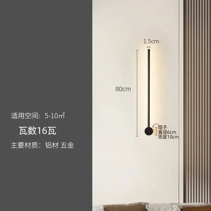 A sleek black minimalist aluminum alloy wall lamp with an 80cm rod from decorbites led strip collection