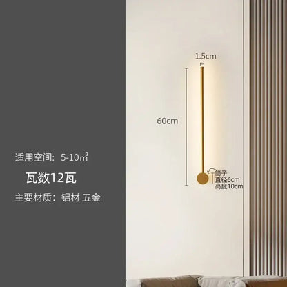 A sleek modern 60cm tall gold aluminum decorbites led strip wall lamp for minimalist staircase lighting