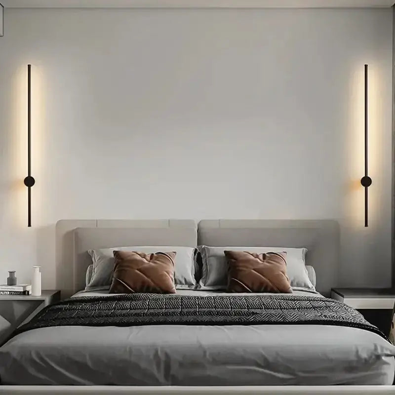 Modern black minimalist wall lamp with warm led lighting decorbites led strip ideal for staircase illumination