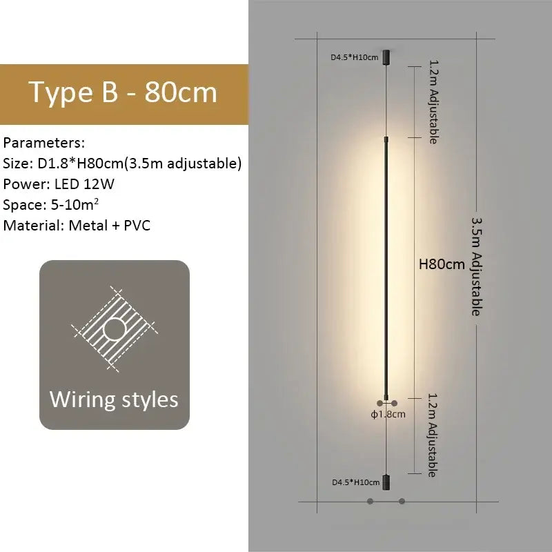 Modern black minimalist led floor lamp with adjustable height and sleek metal pvc construction for living room lighting