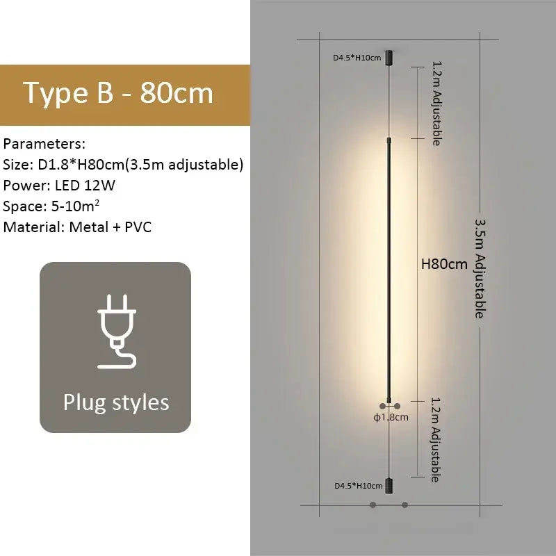 Modern black minimalist led floor lamp with sleek metal and pvc design for living room lighting
