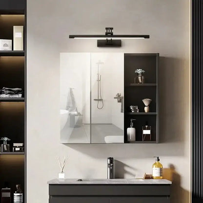 Modern black minimalist led wall lamp with sleek design and integrated led strip for bathroom vanity use