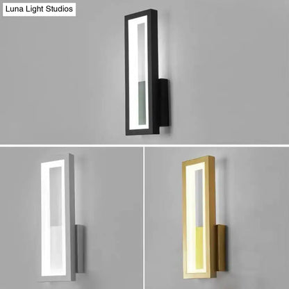 Modern black minimalist led wall sconce with acrylic shade and bedside lighting featuring a sleek rectangular frame