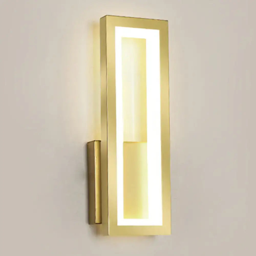Modern black minimalist led wall sconce with gold finish acrylic shade and vertical bedside lighting strip