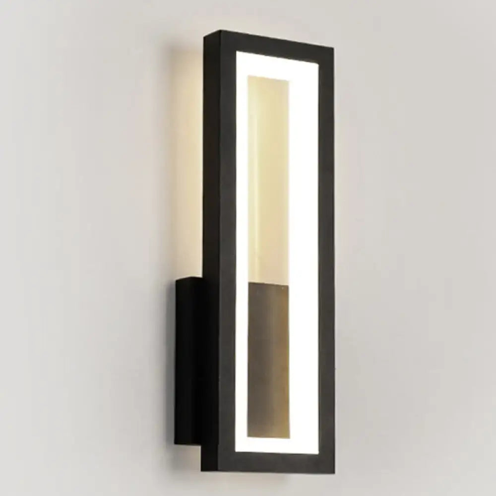 Modern black minimalist led wall sconce with acrylic shade and warm white vertical bedside lighting strip