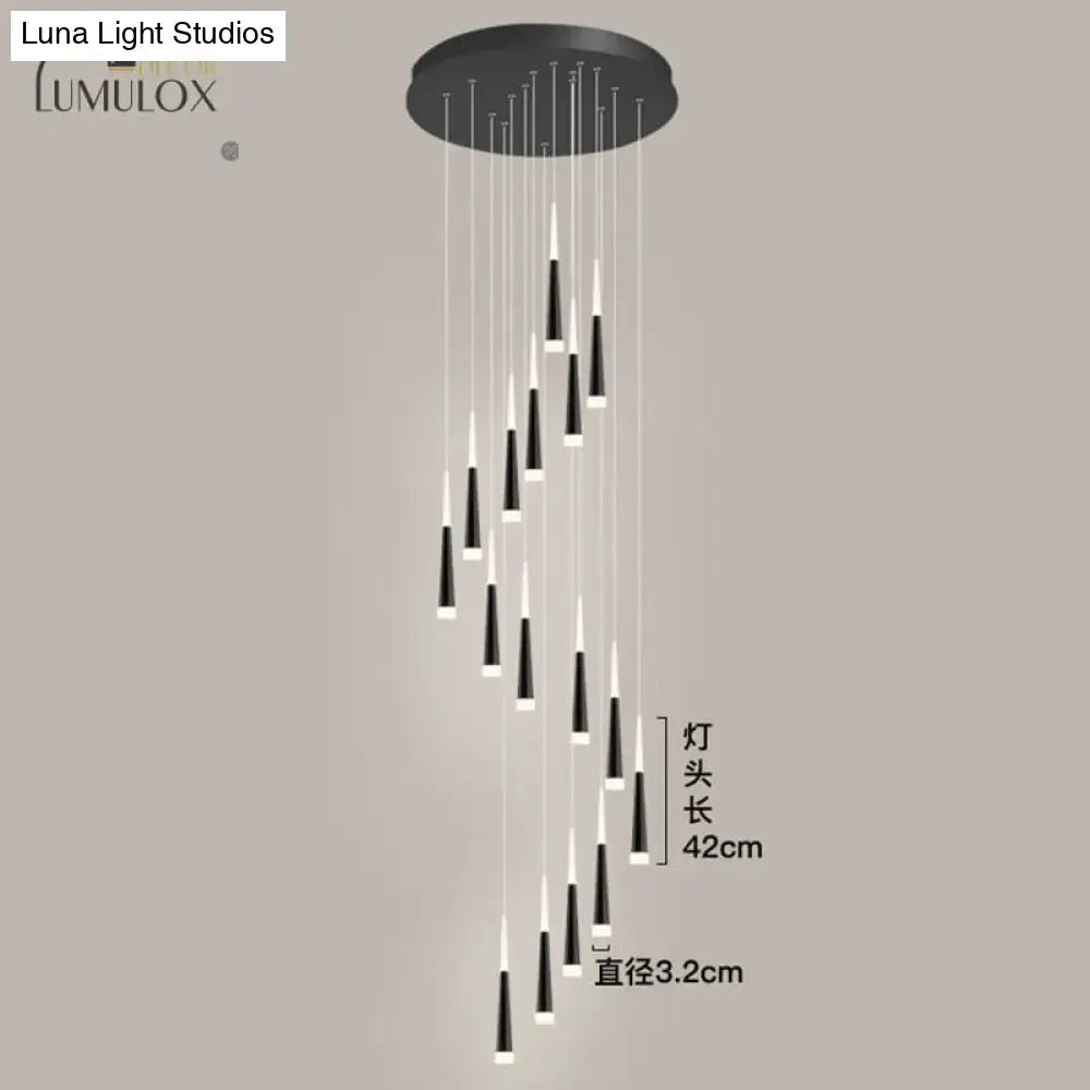 Modern black and white tiered minimalist metallic multi ceiling light with acrylic shade for staircase suspension lighting
