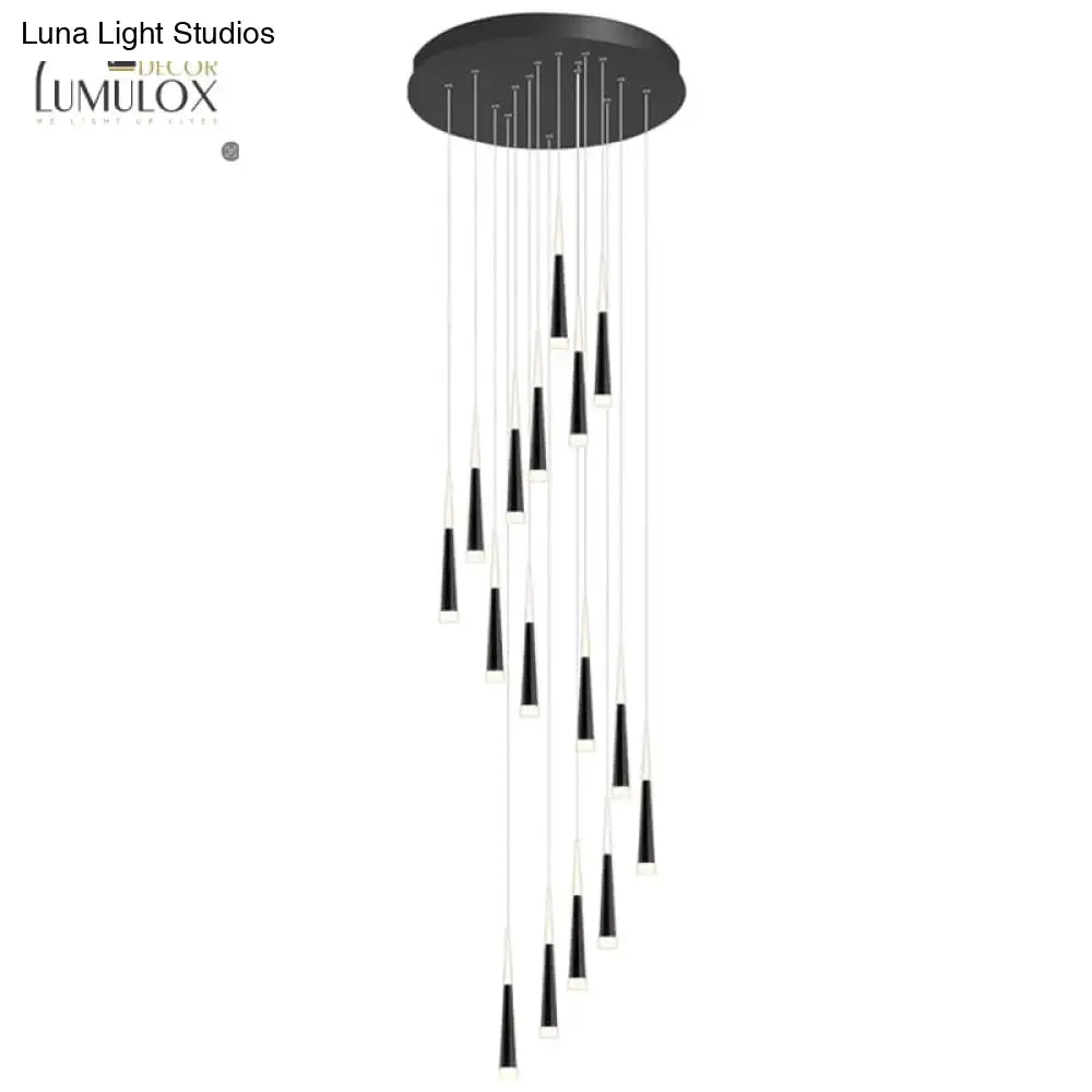 Modern black and white minimalist metallic multi ceiling light with acrylic shade and sleek circular ceiling mount