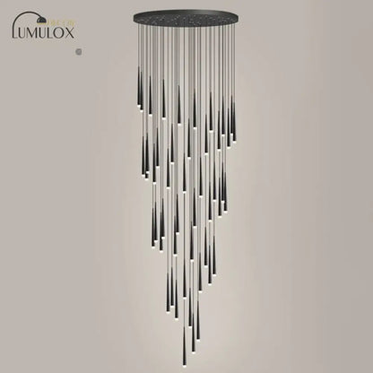 Black lumulox minimalist metallic multi ceiling light with sleek cascading led light strands and acrylic shade suspension