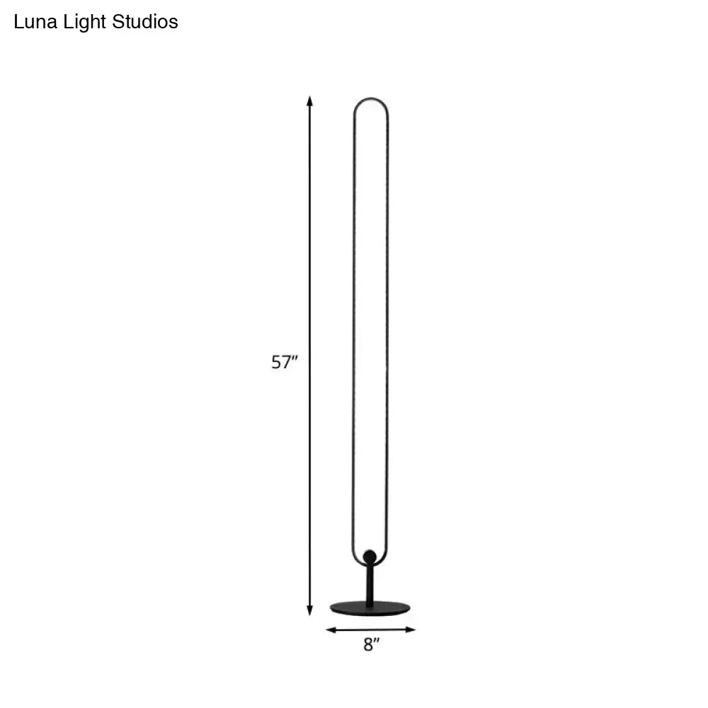 Black minimalist decorbites modern oval frame led bedside floor lamp with acrylic base adjustable warm white natural light compatible 220v-240v 110v-120v maximum bulb wattage