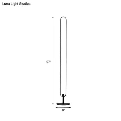 Black minimalist decorbites modern oval frame led bedside floor lamp with acrylic base adjustable warm white natural light compatible 220v-240v 110v-120v maximum bulb wattage