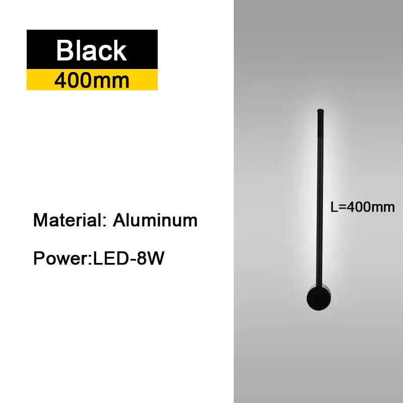 Modern black minimalist 400mm aluminum rotatable led wall sconce for bedroom with rotatable led wall light design