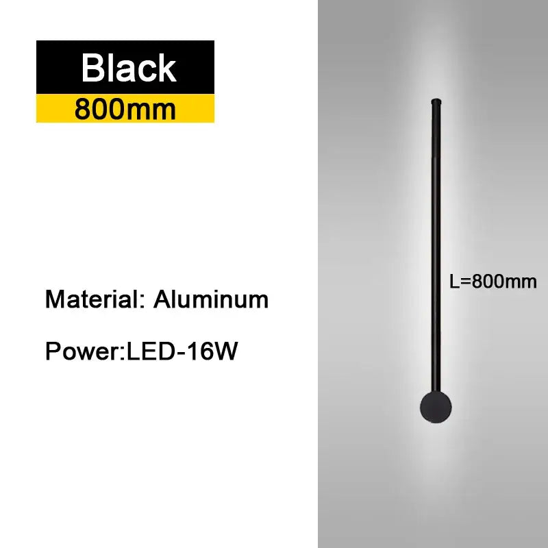 Modern black minimalist rotatable led wall light made of aluminum with 800mm length for bedroom lighting