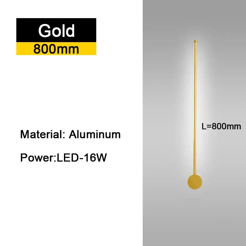 Gold-finished aluminum floor lamp with sleek minimalist design featuring rotatable led wall lights for bedroom use