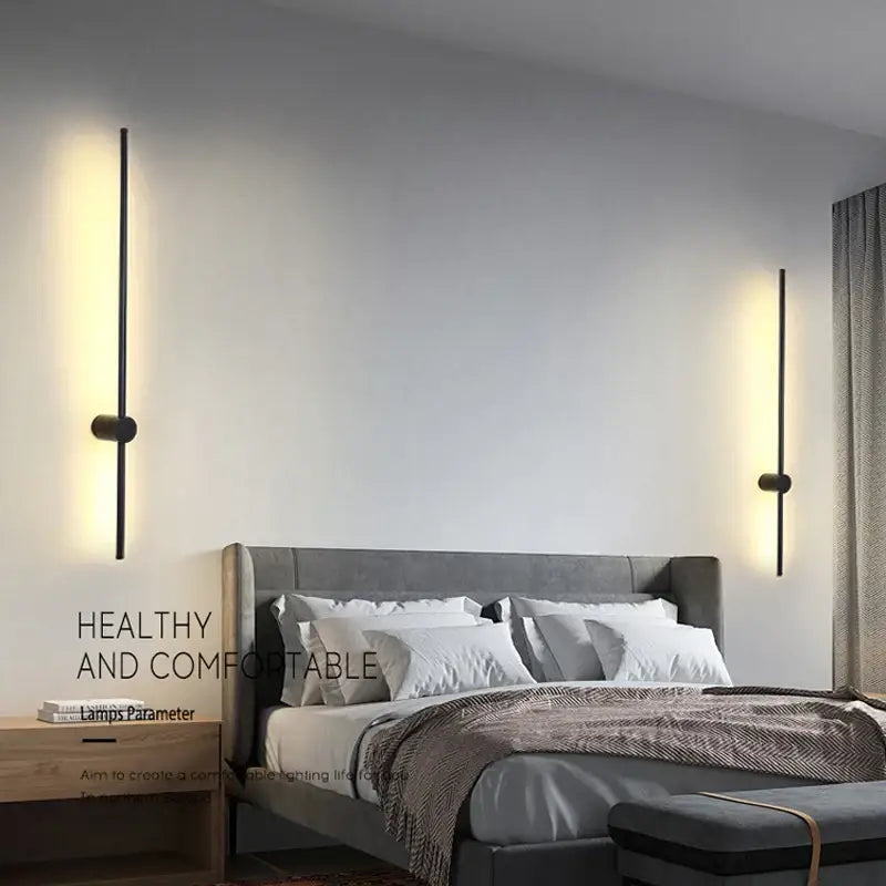 Modern black minimalist rotatable led wall lights with warm lighting for bedroom use showcasing sleek design