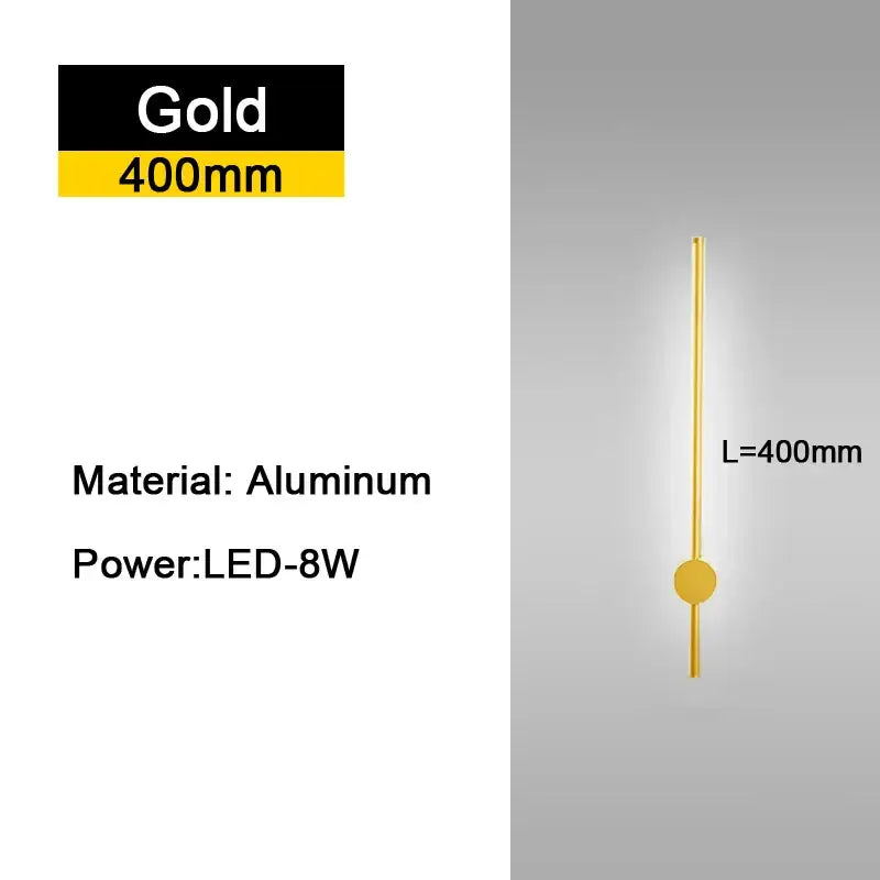 A sleek 400mm gold aluminum rotatable led wall sconce with minimalist cylindrical design for modern bedroom lighting