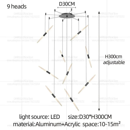 Modern Black Multi-Light Stairwell Pendant Light - Decorbites