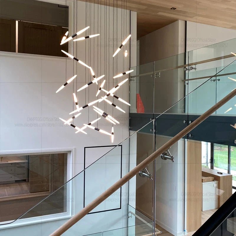 Modern Black Multi-Light Stairwell Pendant Light - Decorbites