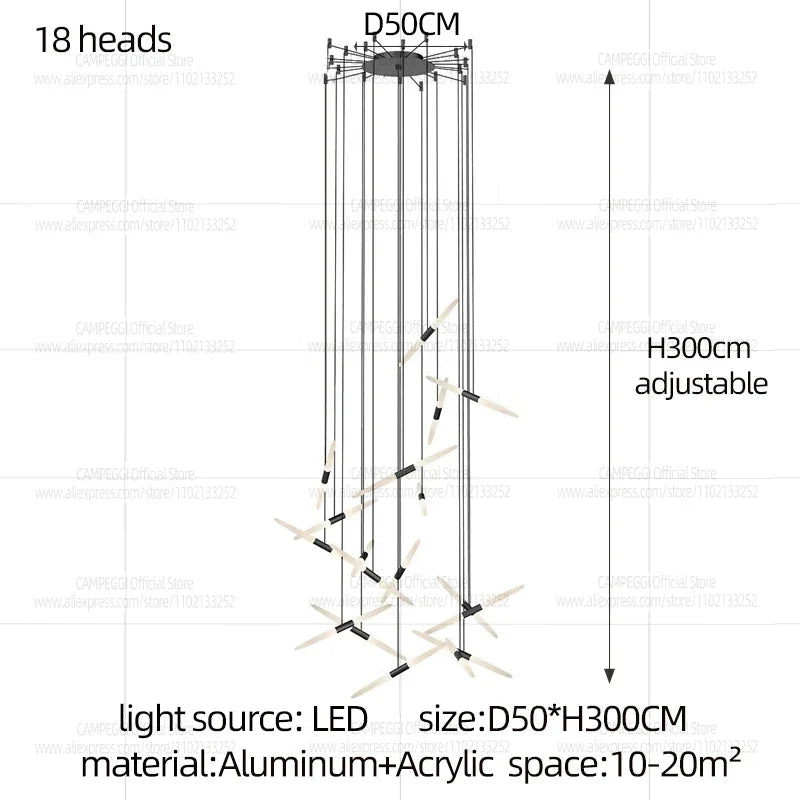 Modern Black Multi-Light Stairwell Pendant Light - Decorbites