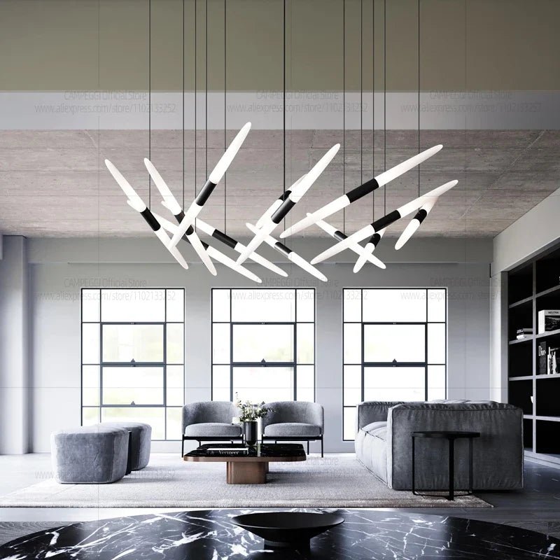 Modern Black Multi-Light Stairwell Pendant Light - Decorbites