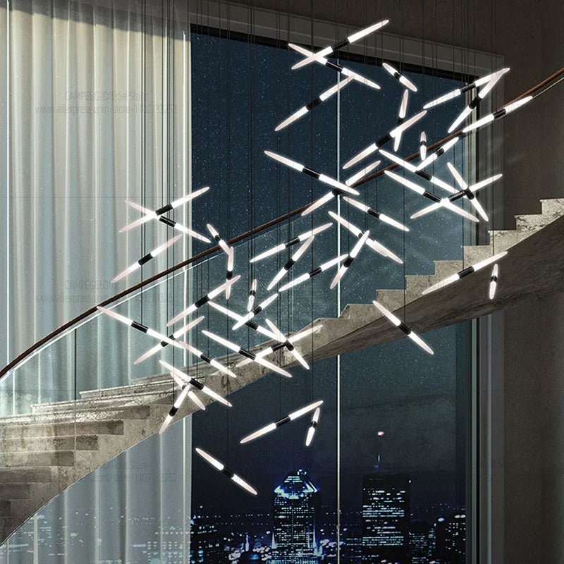 Modern Black Multi-Light Stairwell Pendant Light - Decorbites