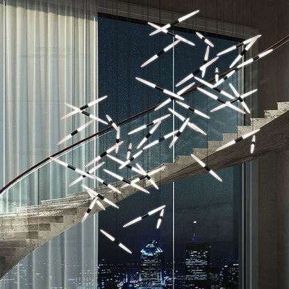 Modern Black Multi-Light Stairwell Pendant Light - Decorbites