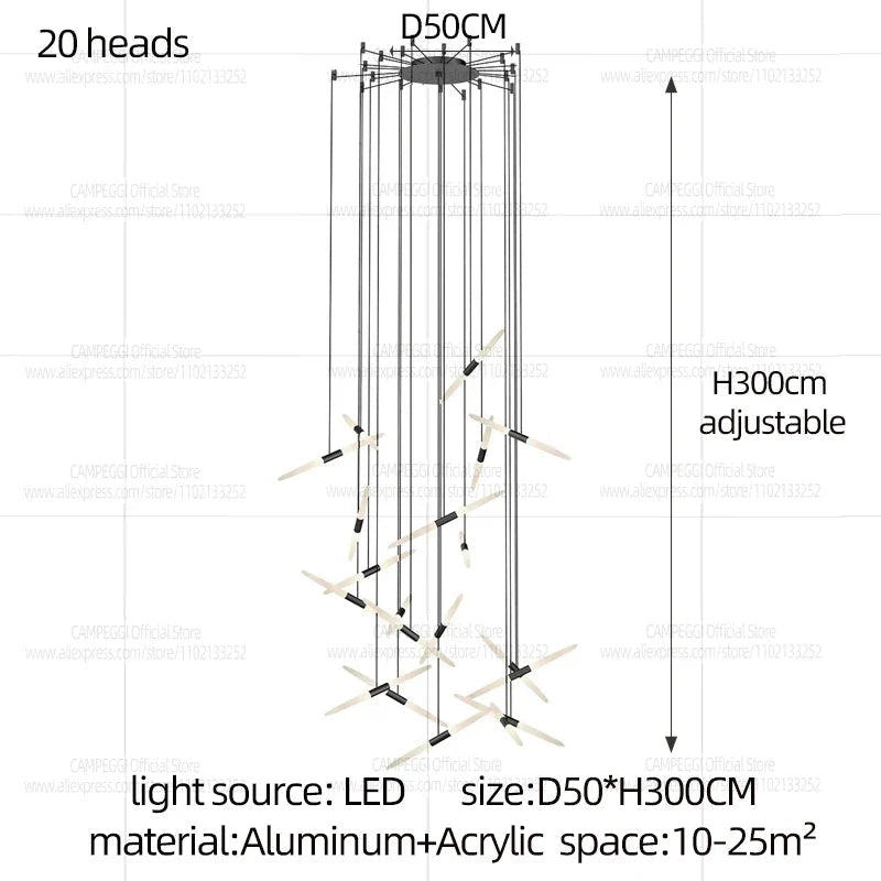 Modern Black Multi-Light Stairwell Pendant Light - Decorbites