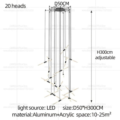 Modern Black Multi-Light Stairwell Pendant Light - Decorbites